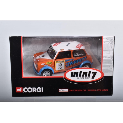 28 - FIFTEEN BOXED LIMITED EDITION CORGI MINI 7 RACING CLUB DIECAST MODEL VEHICLES, the first is a Mini 7... 