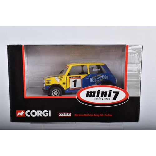 28 - FIFTEEN BOXED LIMITED EDITION CORGI MINI 7 RACING CLUB DIECAST MODEL VEHICLES, the first is a Mini 7... 