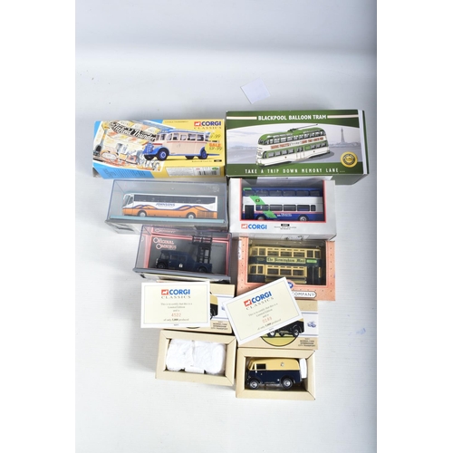 33 - SEVENTEEN BOXED CORGI DIECAST MODEL VEHICLES, to include a British Tram Co. 'The Birmingham Mail' tr... 