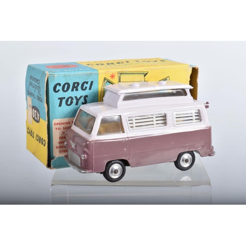 43 - A BOXED CORGI TOYS FORD THAMES 'AIRBORNE' CARAVAN, No.420, version with lilac top half, mauve bottom... 