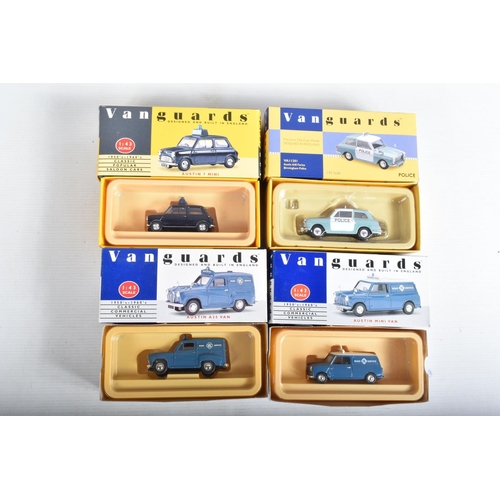 8 - EIGHT BOXED 1:43 SCALE VANGUARDS DIECAST MODEL VEHICLES, the first is a VA14002 Automobile Associati... 