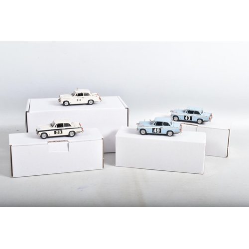 61 - FOUR CONSTRUCTED K & R REPLICAS TRIUMPH SPORTS CAR MODEL KITS, all 1/43 white metal kits that have b... 