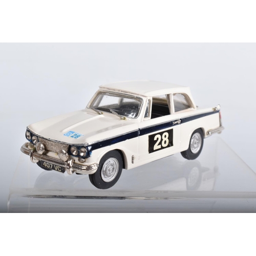 61 - FOUR CONSTRUCTED K & R REPLICAS TRIUMPH SPORTS CAR MODEL KITS, all 1/43 white metal kits that have b... 