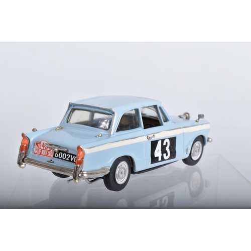 61 - FOUR CONSTRUCTED K & R REPLICAS TRIUMPH SPORTS CAR MODEL KITS, all 1/43 white metal kits that have b... 