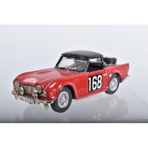 65 - SIX BOXED TRIUMPH TR4 AND TR6 SPORTS CAR MODELS, all 1/43 scale, TR4 are Provence Moulage TR4S RN59,... 