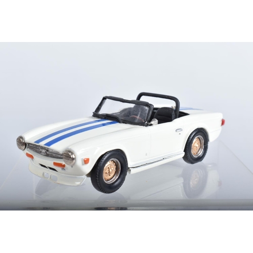 65 - SIX BOXED TRIUMPH TR4 AND TR6 SPORTS CAR MODELS, all 1/43 scale, TR4 are Provence Moulage TR4S RN59,... 