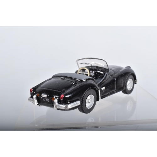 66 - SIX BOXED TRIUMPH TR3, TR3A & TR3B SPORTS CAR MODELS,  all 1/43 scale, K & R Replicas red open top w... 