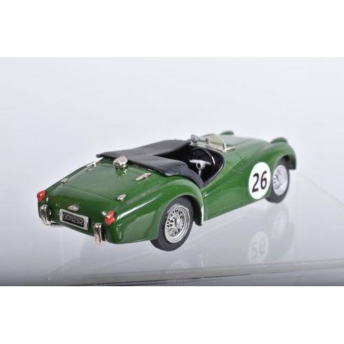 67 - FIVE BOXED K & R REPLICAS TRIUMPH TR2 SPORTS CAR MODELS, all 1/43 scale, 1954 Tourist Trophy car RN2... 