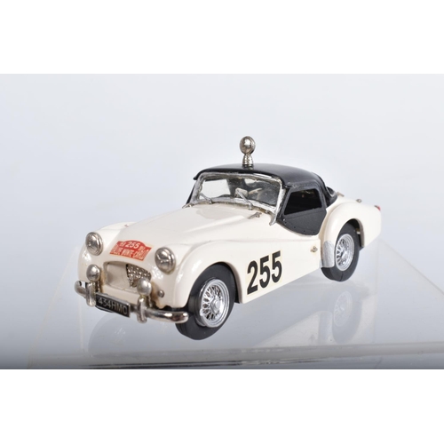 67 - FIVE BOXED K & R REPLICAS TRIUMPH TR2 SPORTS CAR MODELS, all 1/43 scale, 1954 Tourist Trophy car RN2... 