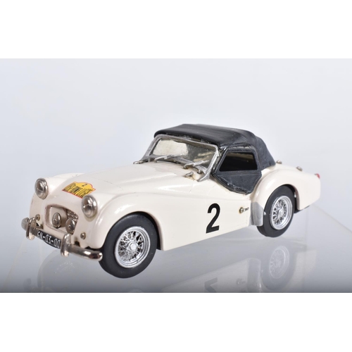 67 - FIVE BOXED K & R REPLICAS TRIUMPH TR2 SPORTS CAR MODELS, all 1/43 scale, 1954 Tourist Trophy car RN2... 