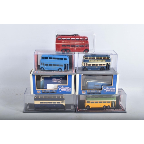 76 - NINETEEN BOXED 1:76 SCALE CORGI LIMITED EDITION ORIGINAL OMNIBUS TROLLEYBUSES, to include a BUT 9641... 