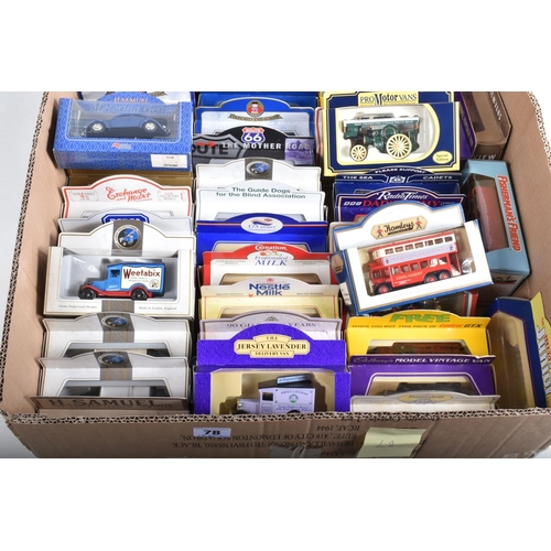 78 - TWO LARGE TRAYS OF BOXED LLEDO MODEL DIECAST VEHICLES, mostly promotional models, some included are ... 