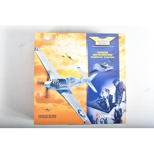 81 - SIX BOXED 1:72 SCALE CORGI AVIATION ARCHIVE FLYING ACES DIECAST MODEL AIRCRAFT, the first is a Super... 