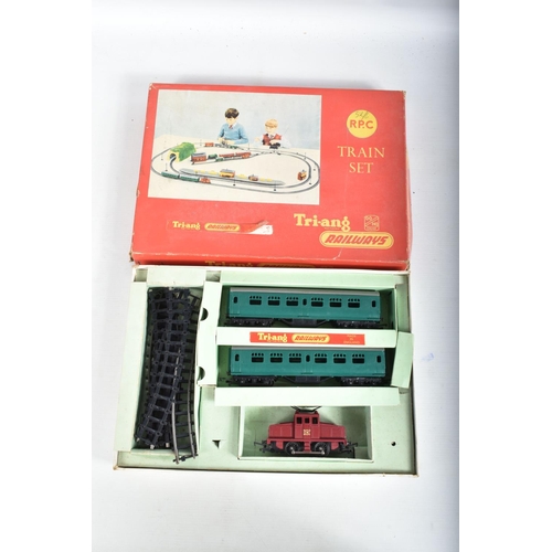 312 - A BOXED TRI-ANG RAILWAYS OO GAUGE TRAIN SET, No.RPC, comprising Steeple Cab 0-4-0 electric locomotiv... 