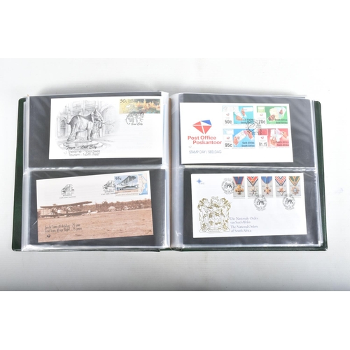 408 - BANANA BOX WITH COLLECTION OF WORLDWIDE FDCS IN ALBUMS, OFTEN ANIMAL THEMATICS, ALSO SOME FRAMED ITE... 