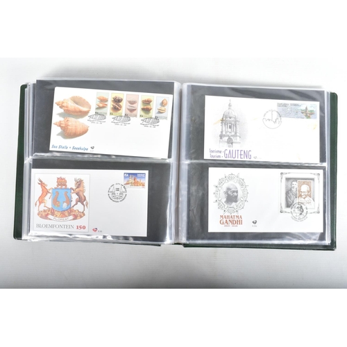 408 - BANANA BOX WITH COLLECTION OF WORLDWIDE FDCS IN ALBUMS, OFTEN ANIMAL THEMATICS, ALSO SOME FRAMED ITE... 