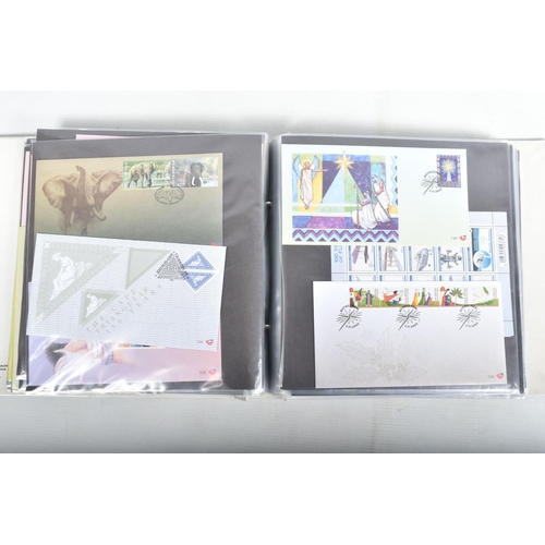 408 - BANANA BOX WITH COLLECTION OF WORLDWIDE FDCS IN ALBUMS, OFTEN ANIMAL THEMATICS, ALSO SOME FRAMED ITE... 