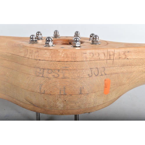 417 - A LARGE WOODEN AERO PROPELLOR WITH METAL TRIM FOR THE DE-HAVILAND GIPSY MAJOR, this one has been san... 