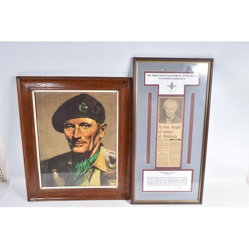 445 - MILITARY AND AIRFORCE INTEREST, a group of framed prints, plaques, pennants, plate, etc. (17) to inc... 