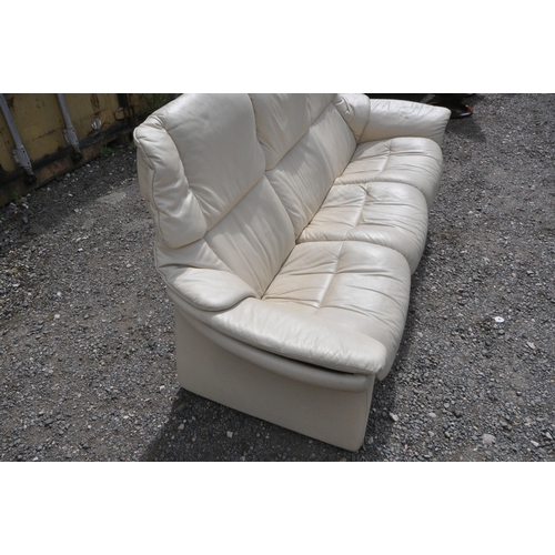 1311 - AN EKORNESS STRESSLESS THREE SEATER RECLING SOFA, length 210cm x depth 72cm x height 100cm (conditio... 