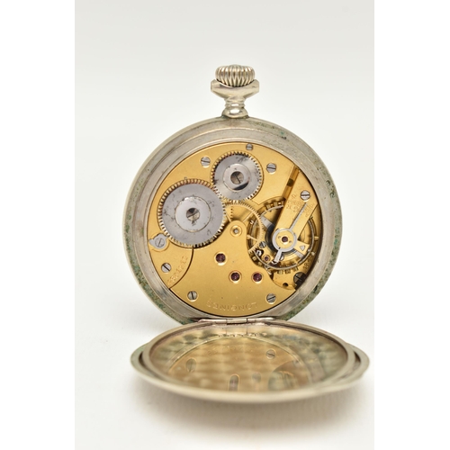 75 - A 'LONGINES' OPEN FACE POCKET WATCH, manual wind, round white dial signed 'Longines', Arabic numeral... 