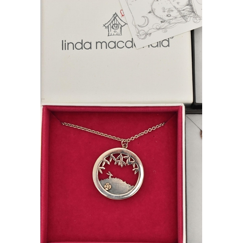 99 - A SELECTION OF 'LINDA MACDONALD' NECKLACES, to include thirteen silver necklaces, predominantly flor... 