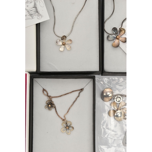 99 - A SELECTION OF 'LINDA MACDONALD' NECKLACES, to include thirteen silver necklaces, predominantly flor... 