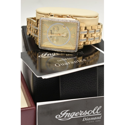 105 - THREE INGERSOLL DIAMOND QUARTZ WRISTWATCHES ALL WITH BOXES, all stainless steel, 100m water resistan... 