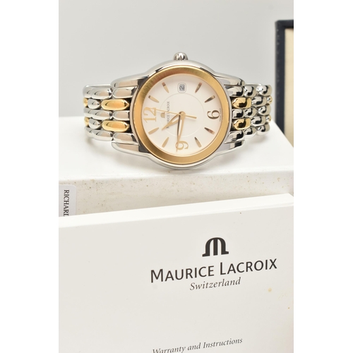 106 - THREE DESIGNER WRISTWATCHES WITH BOXES, to include a Maurice Lacroix stainless steel watch with whit... 