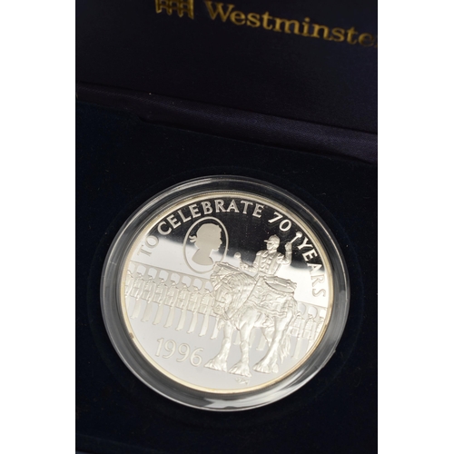 153 - A QUANTITY OF SILVER COINS AND MEDALS, to include a cased Westminster 1996 St Helena sterling silver... 