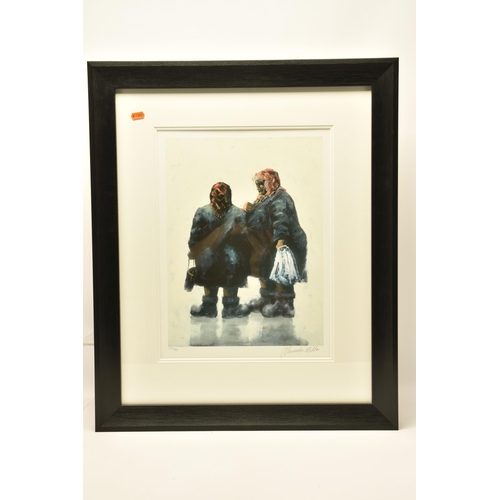 294 - ALEXANDER MILLAR (SCOTLAND 1960) 'GOSSIPS', a signed limited edition print on paper, depicting two f... 