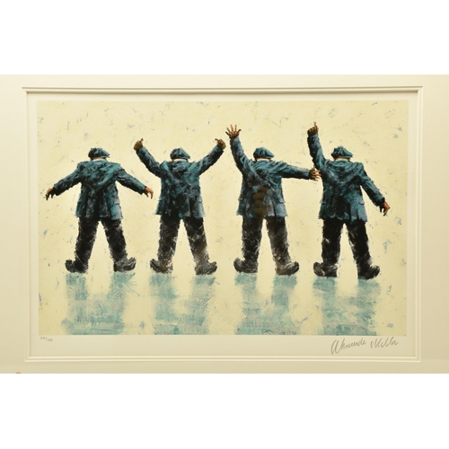 295 - ALEXANDER MILLAR (SCOTLAND 1960) 'HELP', a signed limited edition print on paper, depicting four mal... 