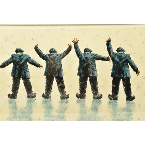 295 - ALEXANDER MILLAR (SCOTLAND 1960) 'HELP', a signed limited edition print on paper, depicting four mal... 