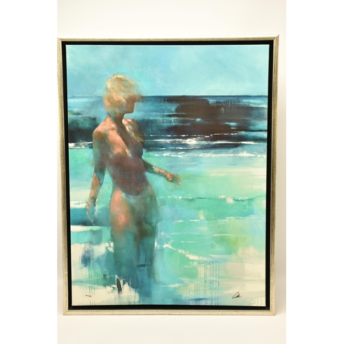 297 - BILL BATE (BRITISH 1962) 'SIROCCO', a signed limited edition print on canvas, depicting a semi-nude ... 