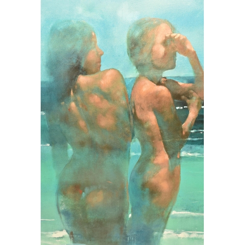 298 - BILL BATE (BRITISH 1962) 'ZEPHYROS', a signed limited edition print on canvas, depicting two semi-nu... 