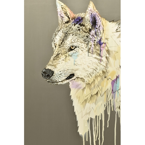 314 - STEPHEN FORD (BRITISH CONTEMPORARY) 'LEIF ERIKSON', a contemporary portrait of a Wolf, signed, title... 