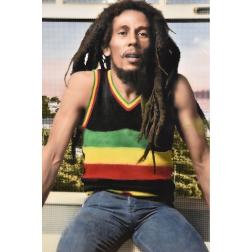 315 - NICK HOLDSWORTH (BRITISH CONTEMPORARY) 'BOB MARLEY', a portrait of the reggae star comprised of pixe... 