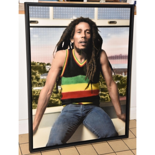 315 - NICK HOLDSWORTH (BRITISH CONTEMPORARY) 'BOB MARLEY', a portrait of the reggae star comprised of pixe... 