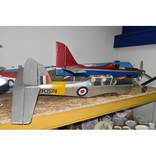 318 - THREE VINTAGE HANDPAINTED BALSA WOOD KIT REMOTE CONTROL PLANES to include a balsa wood Chipmunk numb... 