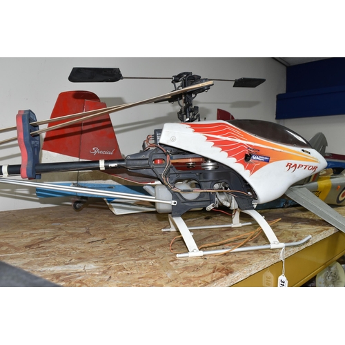 319 - A REMOTE CONTROL THUNDER TIGER RAPTOR HELICOPTER to include the Raptor 30 Class Helicopter and  an u... 