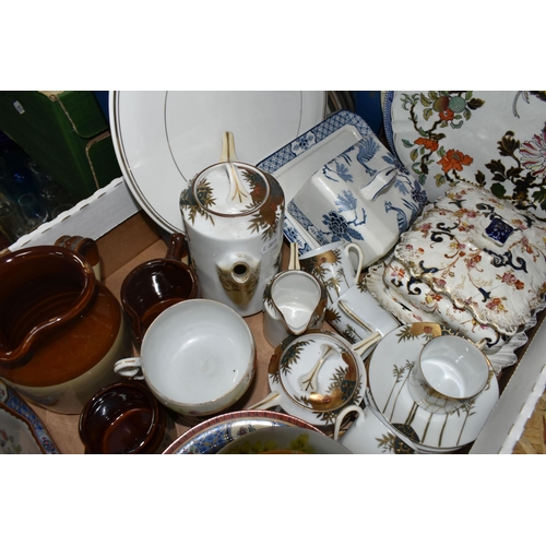 325 - TWO BOXES AND LOOSE NAMED CERAMICS to include a box of pewter items from named manufacturers compris... 