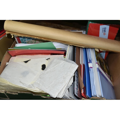 326 - FOUR BOXES OF ARTS AND CRAFTS CARD AND PAPERS to include three boxes of various sized, coloured and ... 