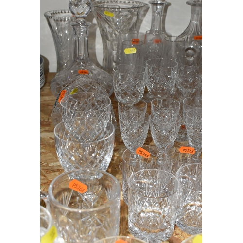 332 - A GROUP OF CUT CRYSTAL AND GLASSWARE, comprising two Stuart Crystal 'Cascade' pattern whisky tumbler... 