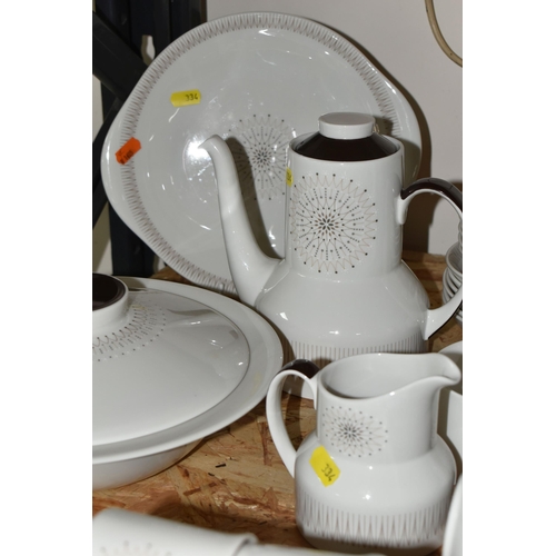 334 - A ROYAL DOULTON 'MORNING STAR' PATTERN DINNER SET,  comprising two covered tureens, twelve dinner pl... 