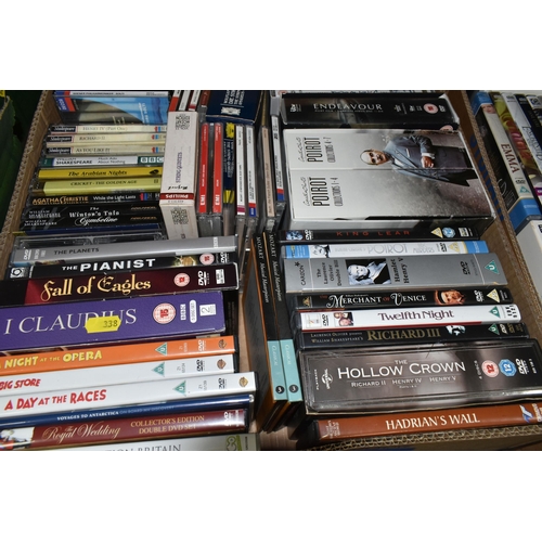 338 - SIX BOXES OF DVDS AND CDS, approximately two hundred and fifty mostly classical music CDs artists in... 