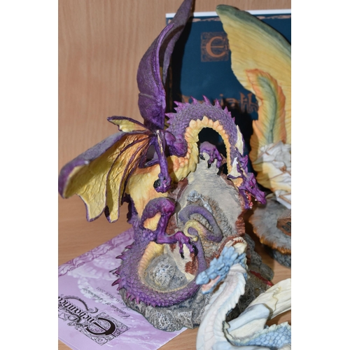 353 - SIX ENCHANTICA DRAGON FIGURES, to include 'Grawlfang the Winter Dragon' limited edition with certifi... 