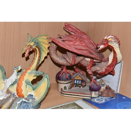 353 - SIX ENCHANTICA DRAGON FIGURES, to include 'Grawlfang the Winter Dragon' limited edition with certifi... 