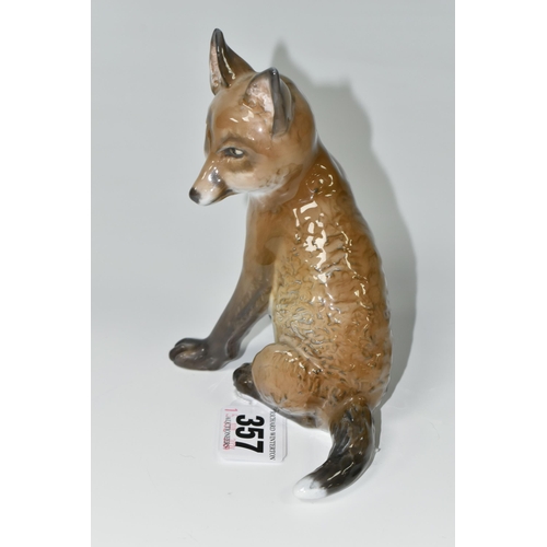 357 - A ROSENTHAL FIGURE OF A SEATED FOX CUB, by Georg Kuspert, no 5008, height 12.5cm (1) (Condition Repo... 