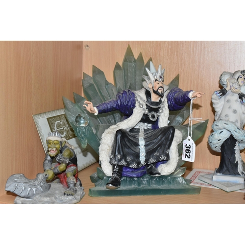 362 - EIGHT ENCHANTICA FANTASY FIGURES, to include limited edition pieces : 'Vrorst on his Ice Throne', wi... 