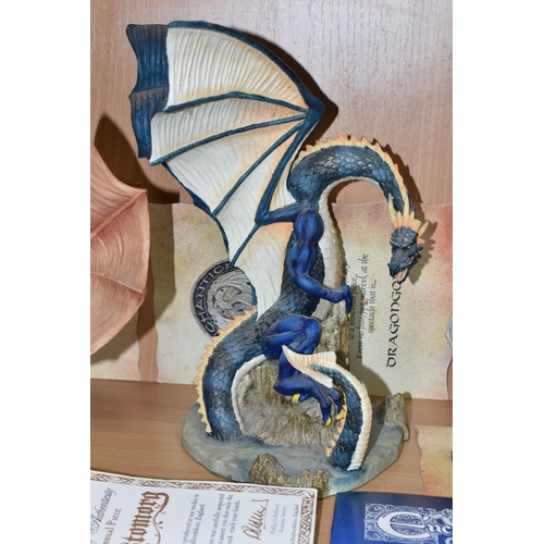 363 - SIX ENCHANTICA DRAGON FIGURES, limited edition figures with certificates: Dragon Duel Snowhawk no 21... 